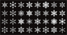 雪の結晶のベクター素材32個セット　Snowflakes - 32 Pcs	
