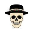 Graphic illustration of skull in hat