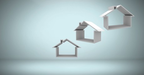 Poster - Hand Holding key with home icons in front of vignette