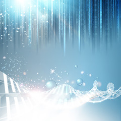 Poster - Science template for your card, wallpaper or banner with a DNA molecules of poligons. Vector illustration.
