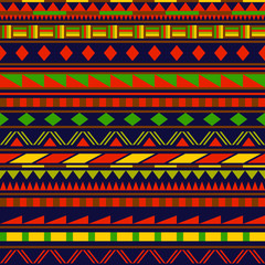 Wall Mural - Colorful simple shapes ethnic african striped seamless pattern, vector