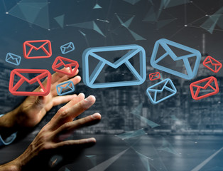 Poster - Approved email and spam message displayed on a futuristic interface - Message and internet concept