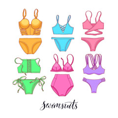 Canvas Print - set of beautiful swimsuits