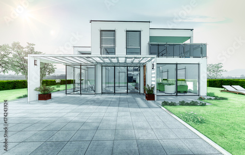 Esquisse Dune Maison Darchitecte Moderne Buy This Stock