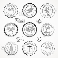 Wall Mural - vector christmas grunge stamps