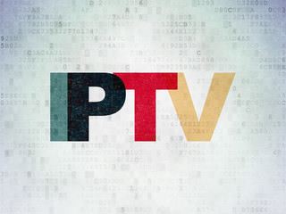 Web development concept: IPTV on Digital Data Paper background