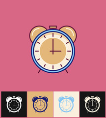 Canvas Print - Clock icon. Flat vector illustration. Blue simple clock with bell