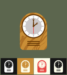 Poster - clock icon. flat vector illustration. wood analog clock