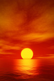 Fototapeta Zachód słońca - big beautiful red sunset over the ocean