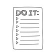 © pikovit - Vector isolated outline hand drawn check to do list, bullet, check mark and check box in a doodle sketch cartoon style. Paper note with task plan.