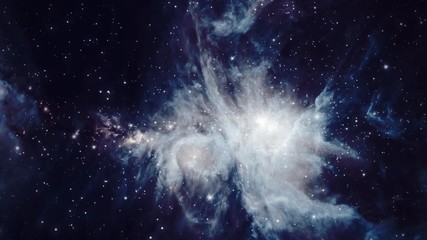Wall Mural - flying through the orion nebula. 4k uhd animation rendered at 16-bit color depth. broadcast quality.