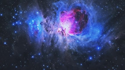 Wall Mural - flying through the orion nebula. 4k uhd animation rendered at 16-bit color depth. broadcast quality.