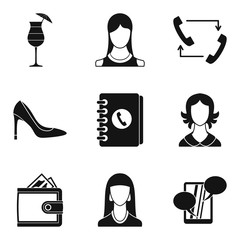 Poster - Secretary icons set, simple style