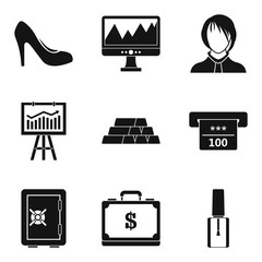 Poster - Calculation of finance icons set, simple style