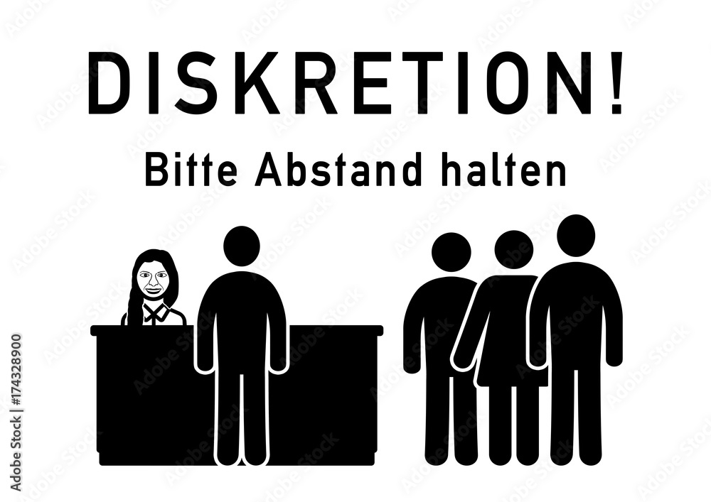 Diskretion Bitte Abstand Halten Symbol Schild