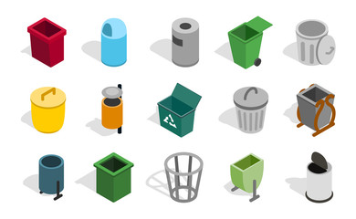 Poster - Type of street office can icon set, isometric style