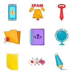 Poster - Business project exchange icons set, cartoon style