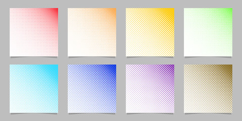 Poster - Retro abstract halftone dot pattern background set - squared vector brochure graphic designs with circles on white background