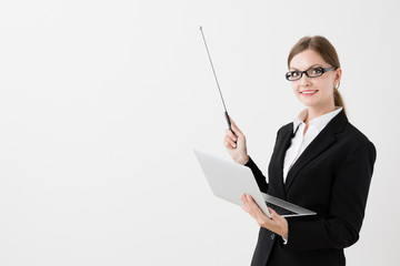 portrait if young businesswoman isolated on white background