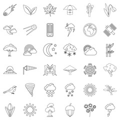 Wall Mural - Forecast icons set, outline style