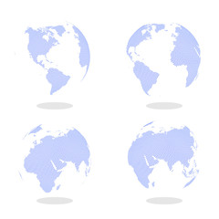 Wall Mural - Abstract Set of Globes with Dotted Map. Color Vector Illustration.
