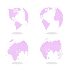 Wall Mural - Abstract Set of Globes with Dotted Map. Color Vector Illustration.