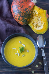 Wall Mural - Bowl of pumpkin cream soup