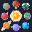Solar system or planets sticker set.