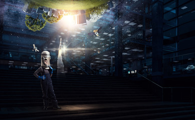 Wall Mural - He wants to become astronaut . Mixed media