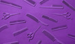 © Marko Milanovic/Stocksy - Various hairdresser tools in purple color on purple background.
