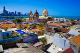 Fototapeta Zwierzęta - Old Town Of Cartagena in Colombia Over Rooftops - UNESCO World Heritage Site
