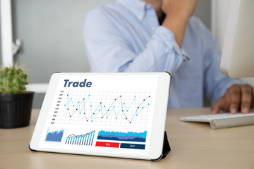 Poster - professionals working Trade  Finance Forex Graph Chart Concept manager showing reports