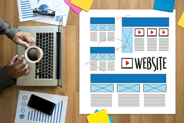Poster - Website designer working layout sketch drawing Software Media WWW and Graphic Layout Website development project