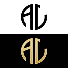 Al Initial Logo Circle Shape Vector Black And Gold