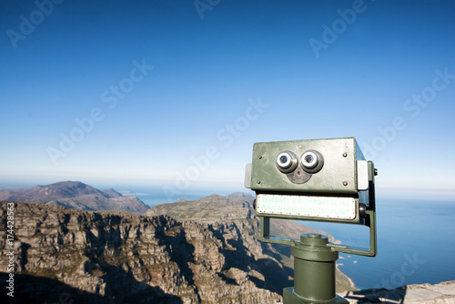 Fotografia, Obraz Telescope at Table Mountain in Cape Town, South Africa, overlooking the Cape of