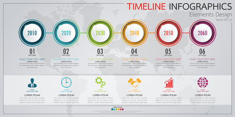 Poster - Infographic business horizontal timeline process chart template. Vector modern banner used for presentation and workflow layout diagram, web design. Abstract elements of graph options.