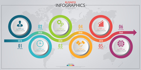 Poster - Infographic business horizontal timeline process chart template. Vector modern banner used for presentation and workflow layout diagram, web design. Abstract elements of graph options.