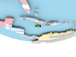 © harvepino - Map of Jamaica with flag on globe