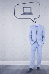 Poster - Composite image of headless businessman standing with hands in
