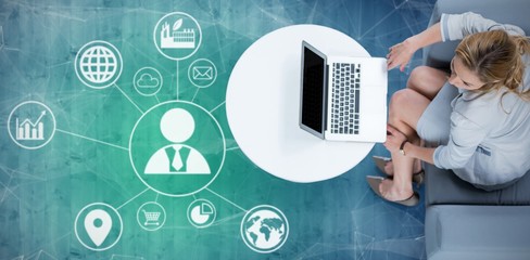 Poster - Composite image of woman on her laptop