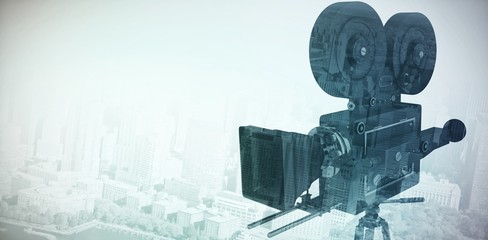 Poster - Composite image of close-up of flim camera with tripod