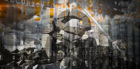 Poster - Composite image of digital composite image of euro symbol on