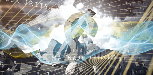Poster - Composite image of composite image of blue and yellow wave