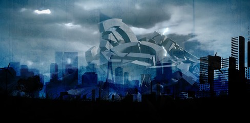 Poster - Composite image of artistic cityscape design
