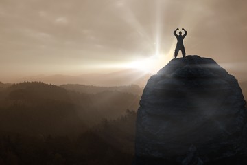 Poster - Composite image of shadow of a men 