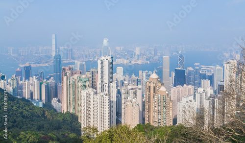 Plakat Panorama Hongkongu w dzień