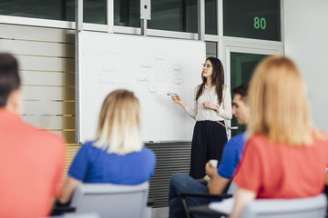 Wall Mural - Teacher Explaining Chart on Whiteboard