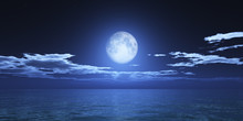 Ocean Full Moon Clouds