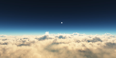 Wall Mural - planet sunset above clouds
