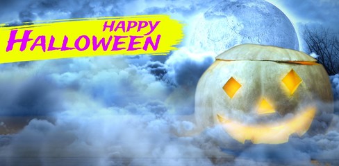 Poster - Composite image of digital image of happy halloween text